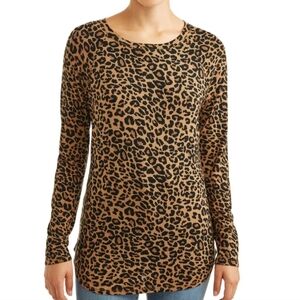 NWT Time and Tru Long-Sleeve Raglan T-Shirt Women's 3XL Animal Print Boho Retro